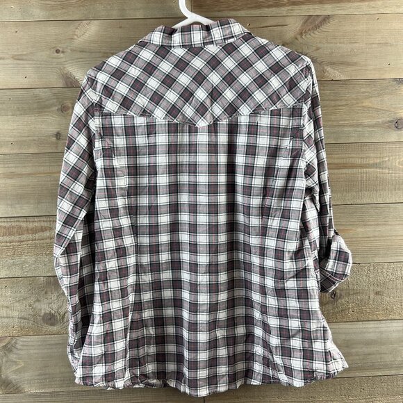 Torrid Womens Shirt Long Sleeve Button Up Plaid Roll Tab Cotton Size 00 Medium - Picture 7 of 8